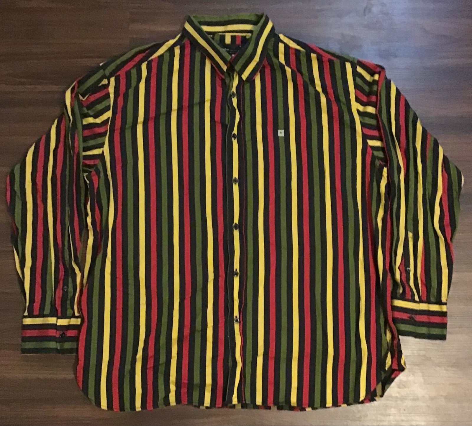 Rocawear red black green collared button down dress shirt Adult XXL
