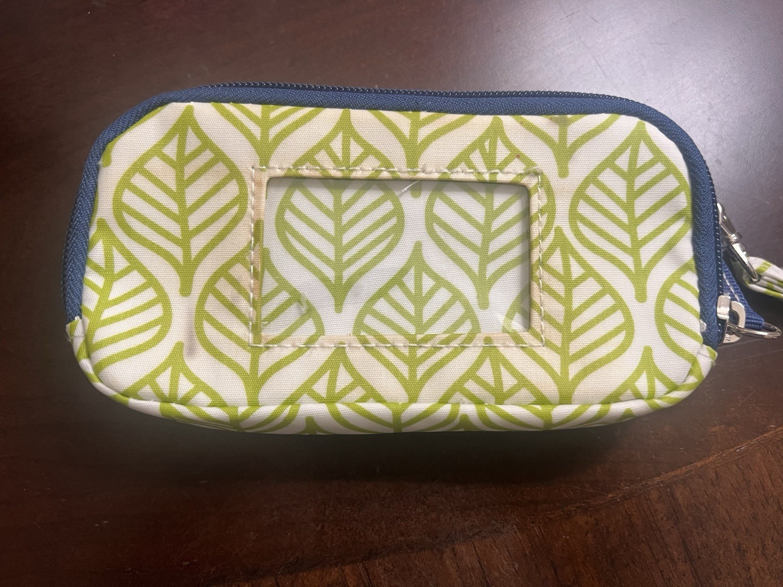 SCOUT Women’s Leaf Print Zip Wristlet Wallet with ID Window, Green/White/Blue