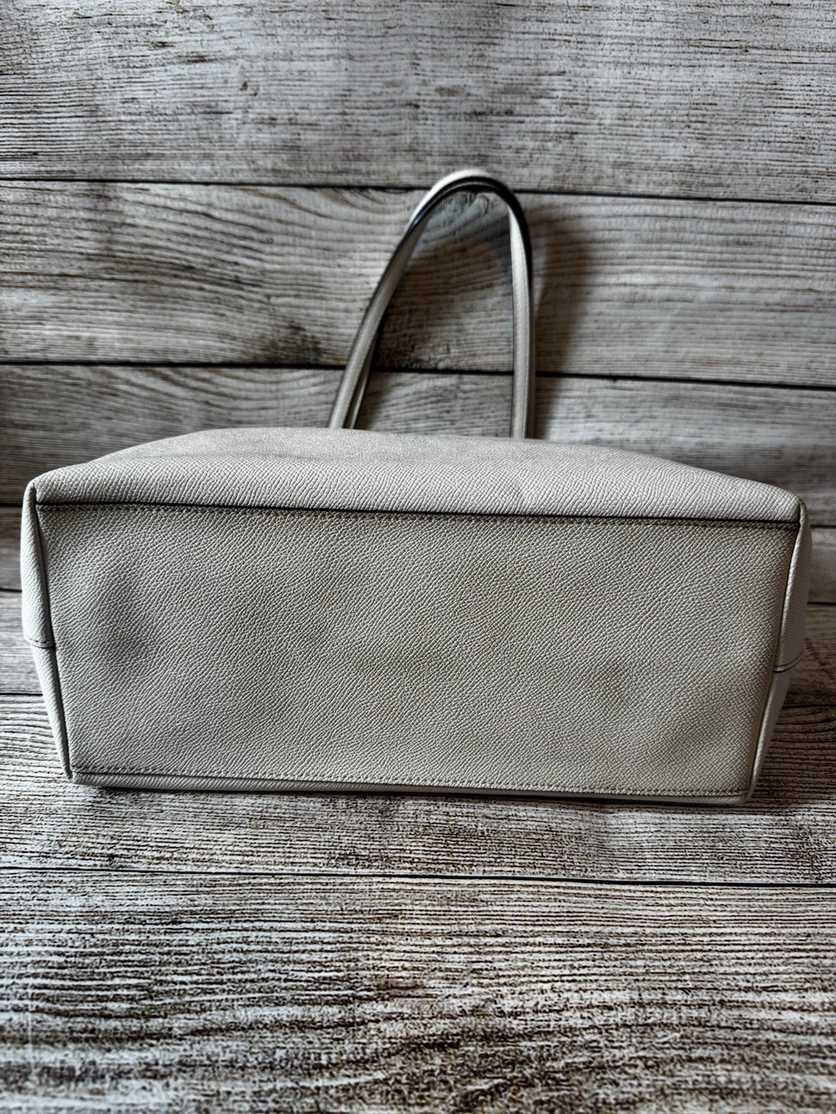 COACH F58846 City Zip Top Tote Shoulder Bag Chalk White Crossgrain Leather