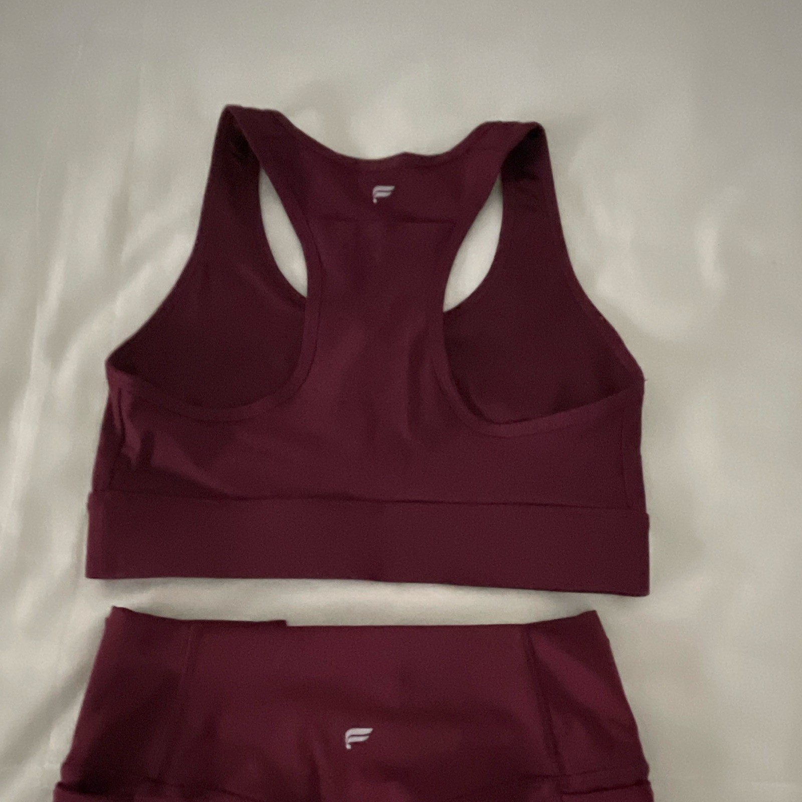 Fabletics Burgundy 2-Pc Sports Bra & Leggings Set Sz S Stretch Solid