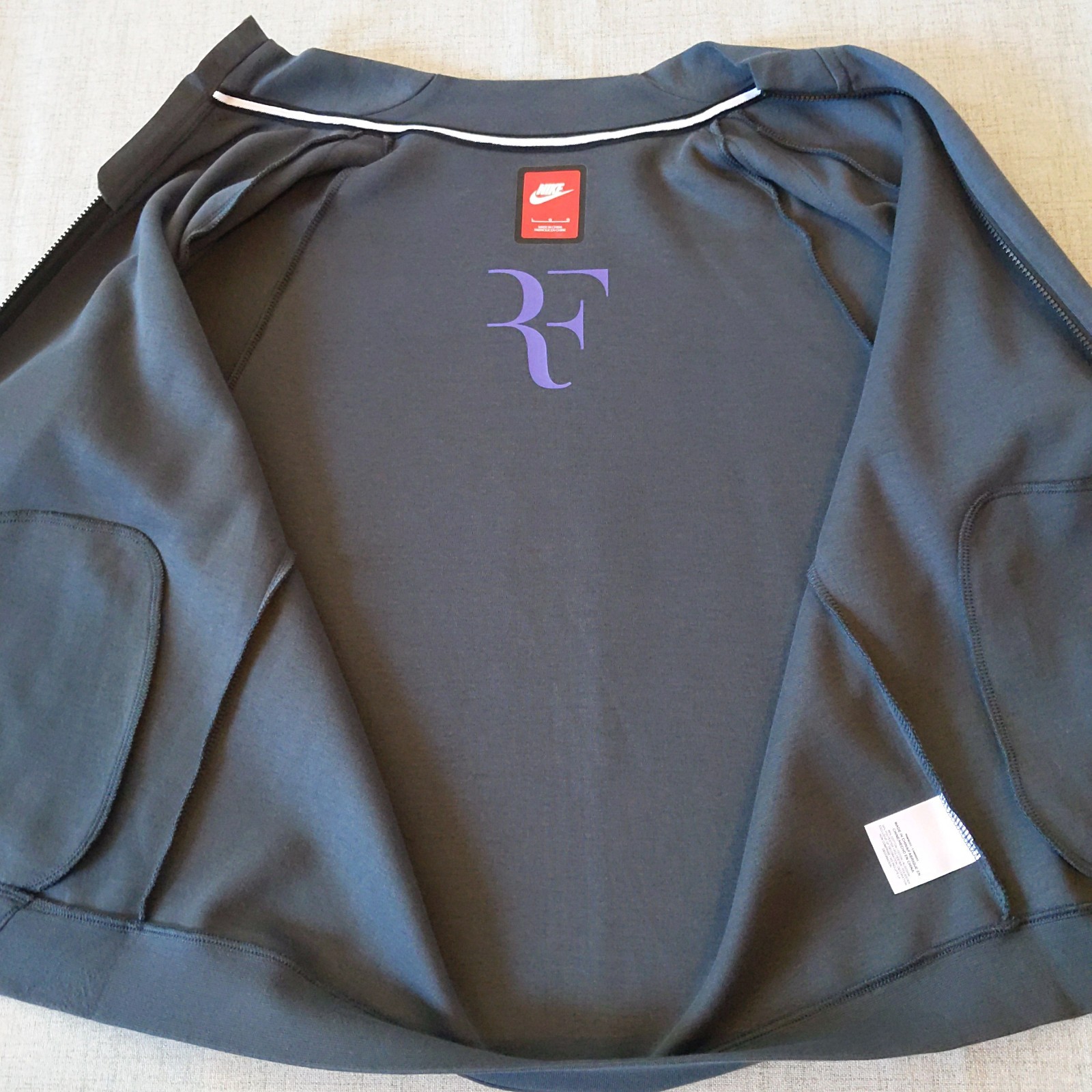 Nike Roger Federer RF Premier Tech Fleece Jacket Mens Gray L 2015 French Open
