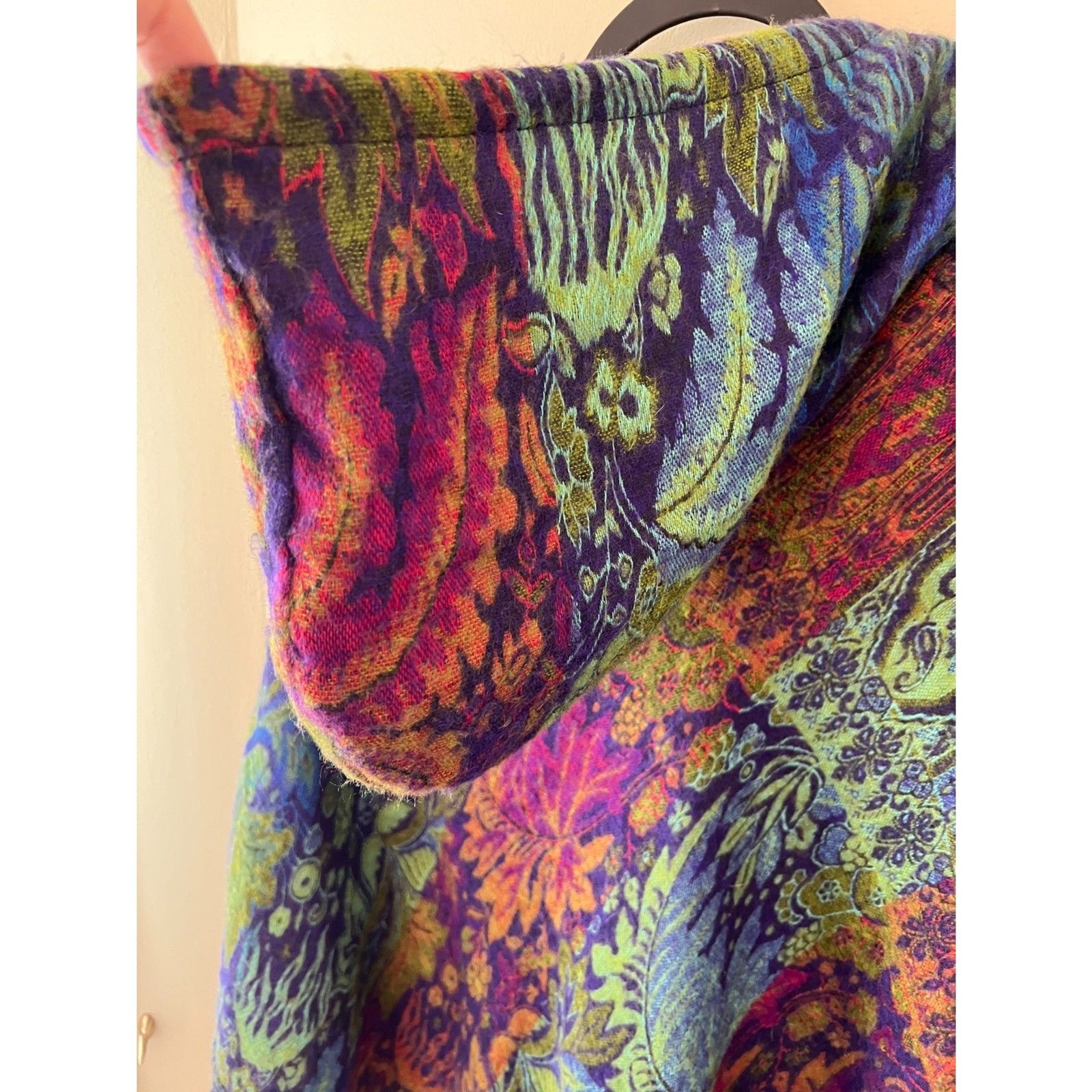 Beautiful and Warm Multicolor Hooded Poncho OS