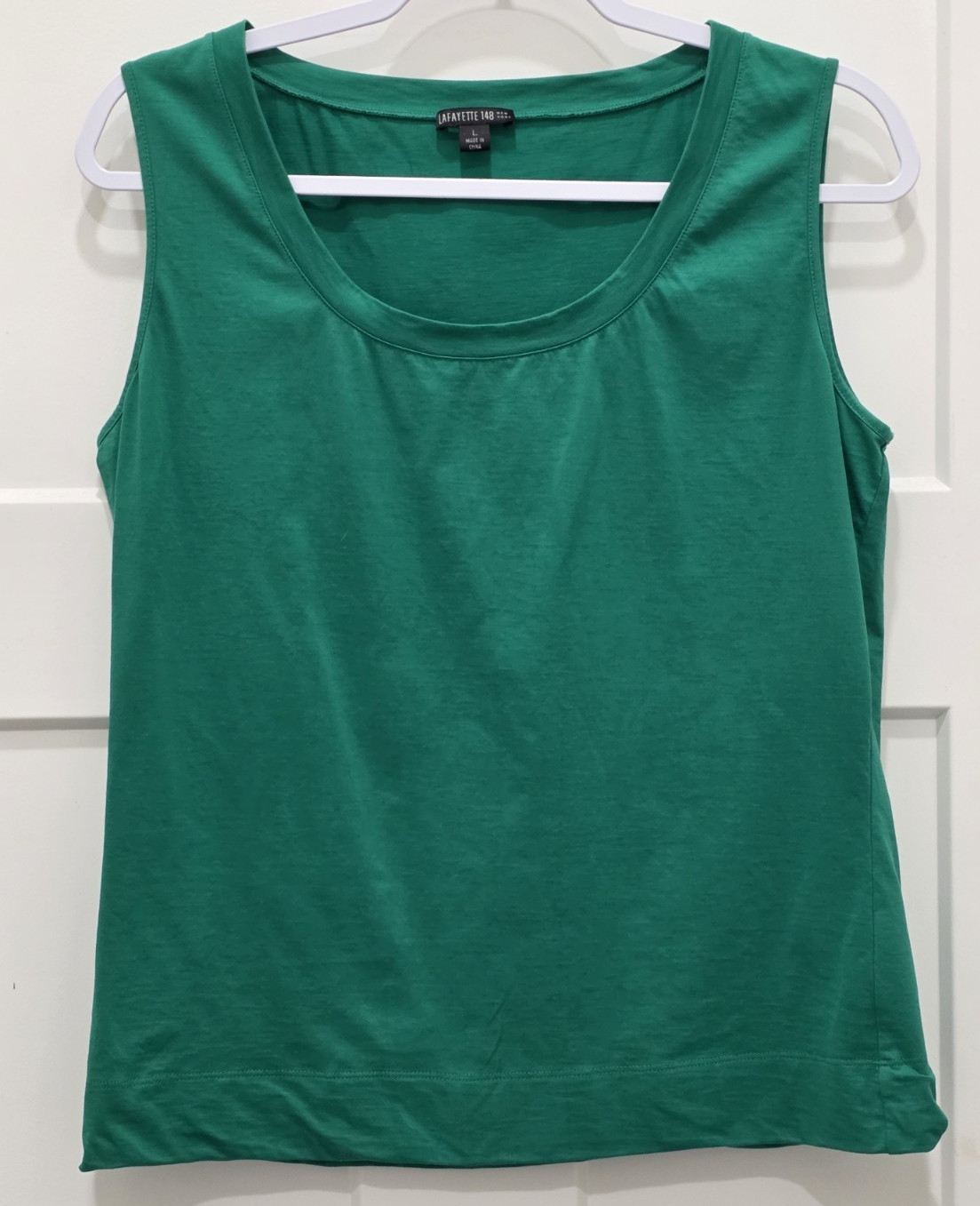 Lafayette 148 Women’s Large Green Scoop Neck Stretch Tank Supima Cotton