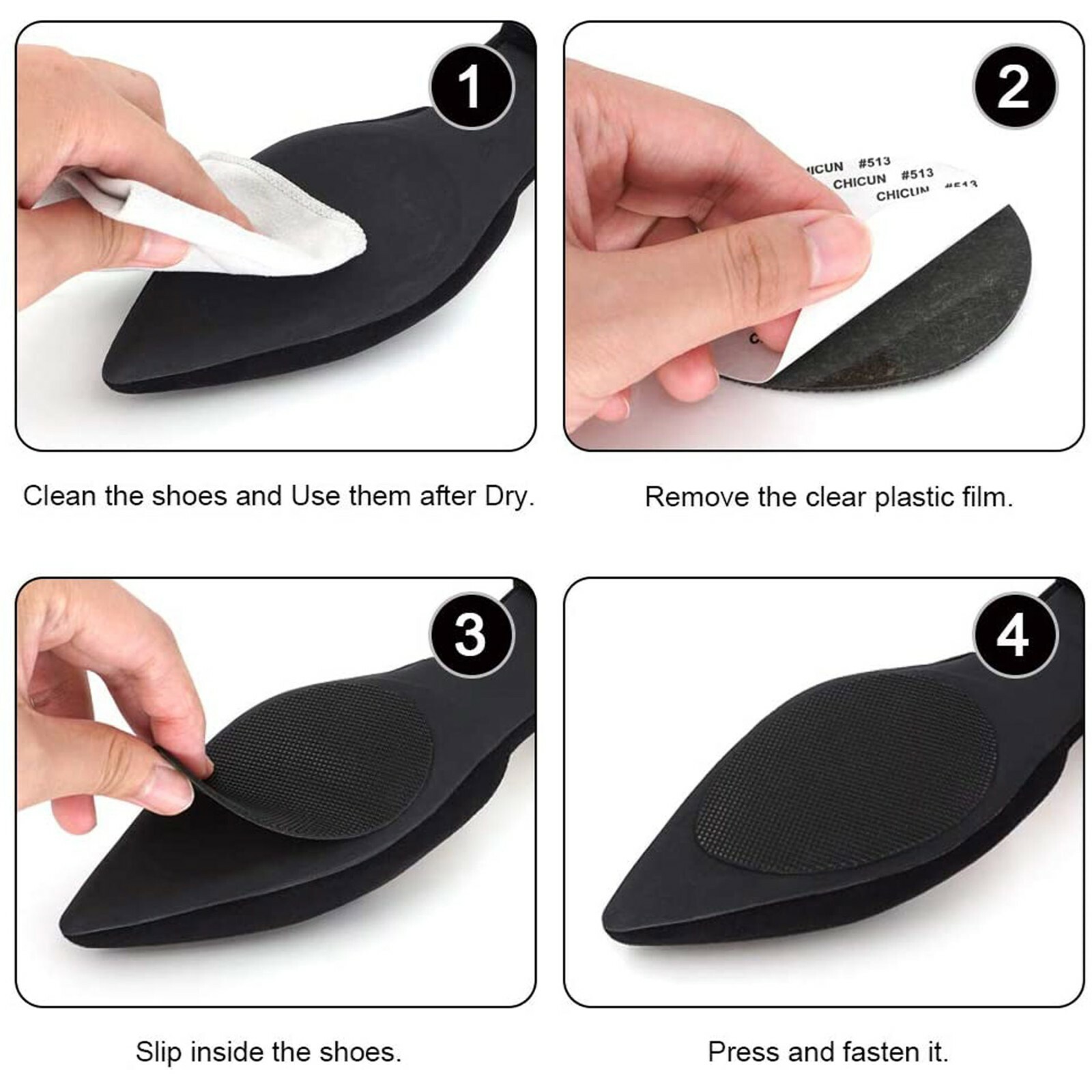 4PCS Anti-Slip Shoes Heel Sole Grip Protector Pads Non-Slip Cushion Adhesive