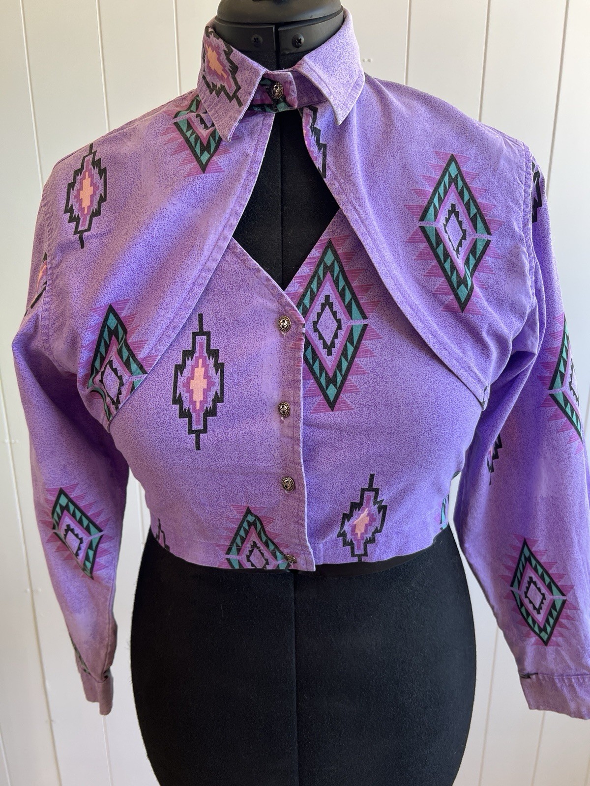 Vintage 90s Wrangler Authentic Western Apparel Aztec Purple Size M Western Wear