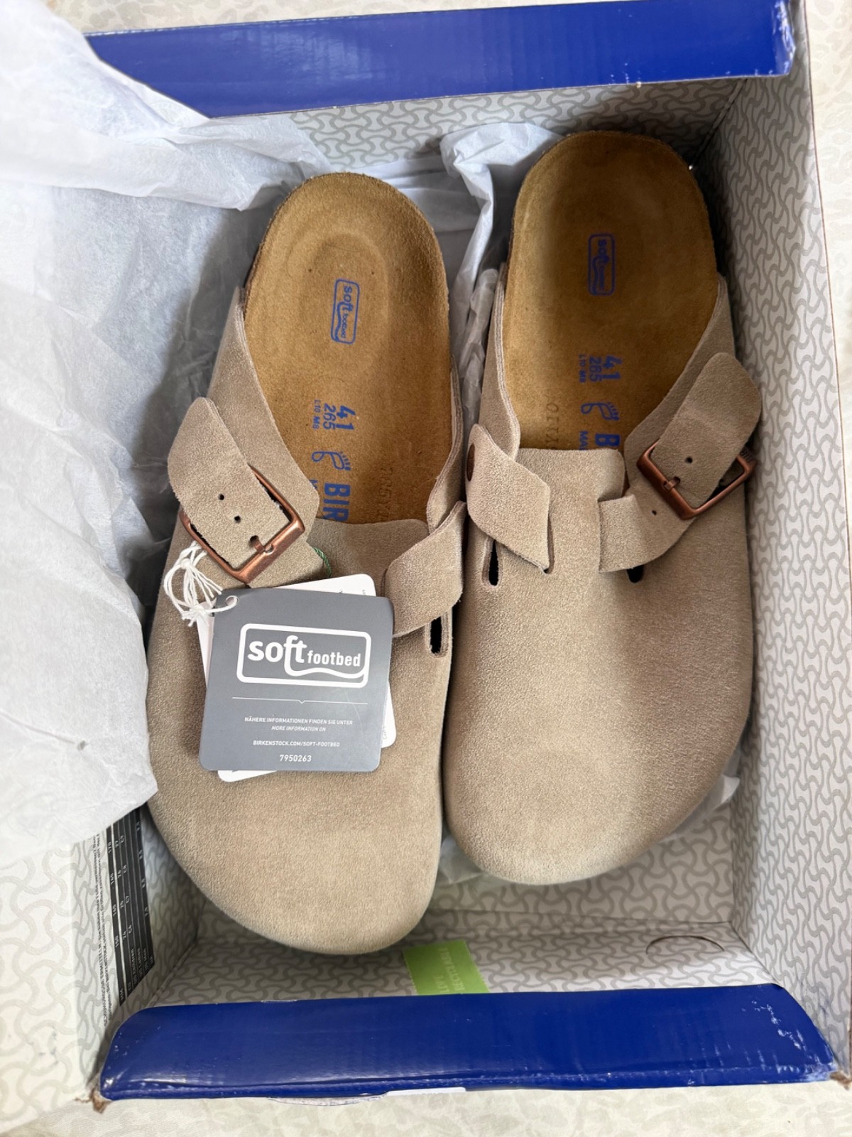 Birkenstock Boston Soft Footbed Clogs – Taupe Suede NEW