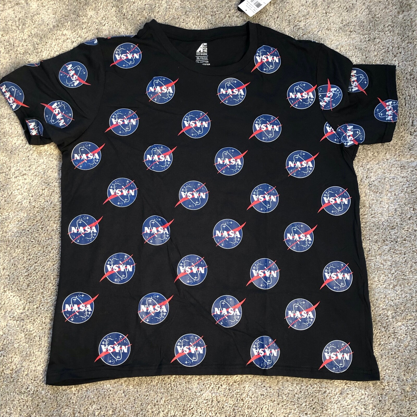 ADTN NASA Black 2XL Logo Graphic Tee Crewneck Short sleeve