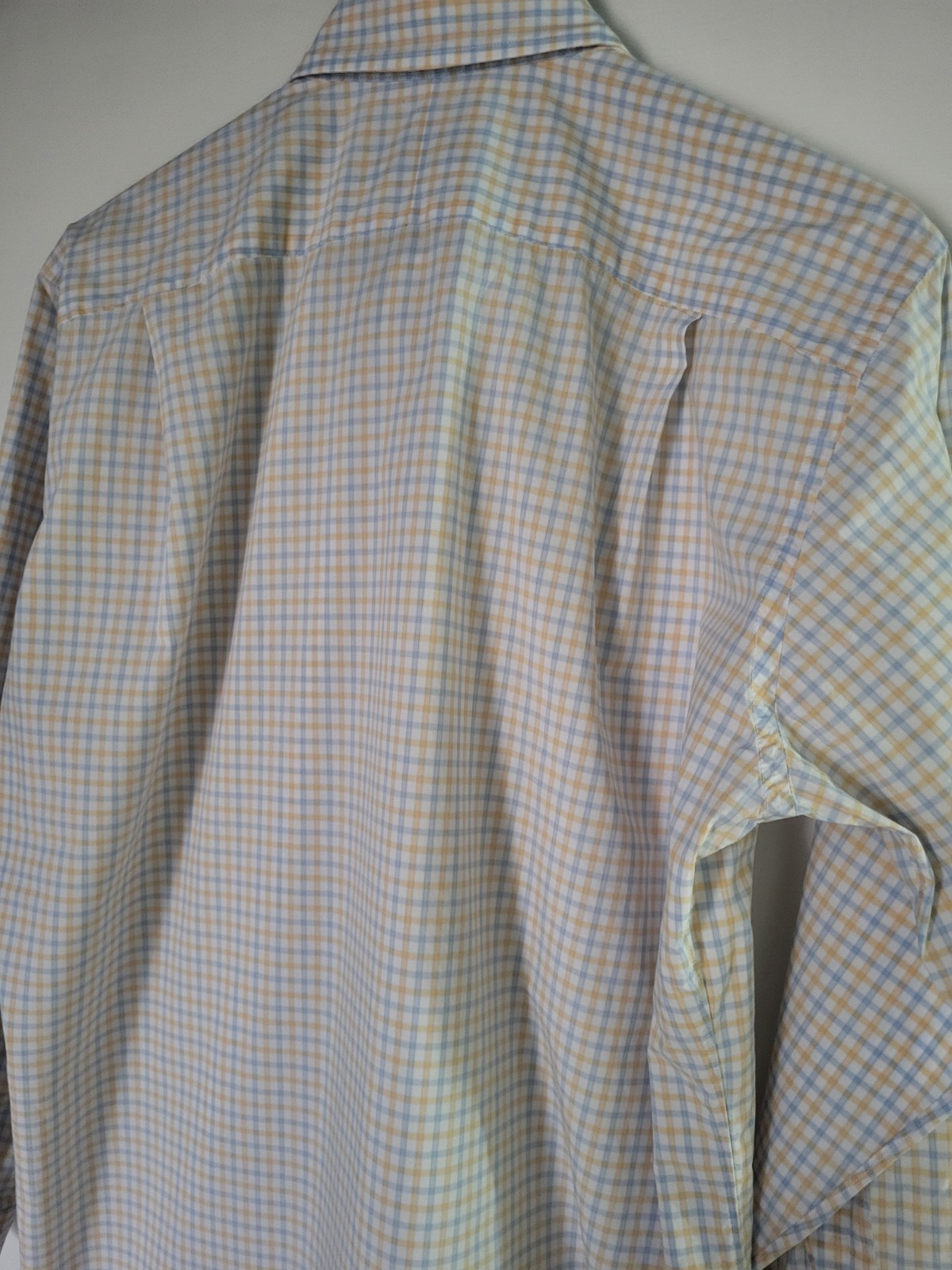 Corporate Image Men’s Plaid Button-Up Shirt Blue Yellow White Tailored Tom Jones