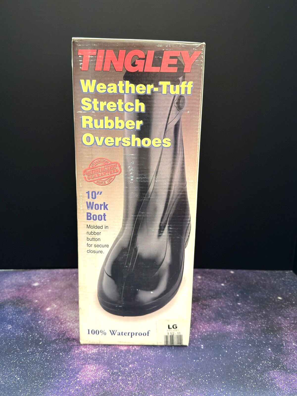 Tingley Black 10” Work Boots Rubber Overshoes Adult Large (9.5-11) VTG New