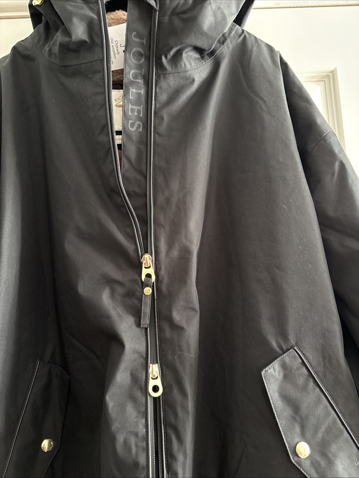 JOULES Coverwell Black Fleece Lined Waterproof Coat M/L EU40-46 BNWT RRP£129 Bl