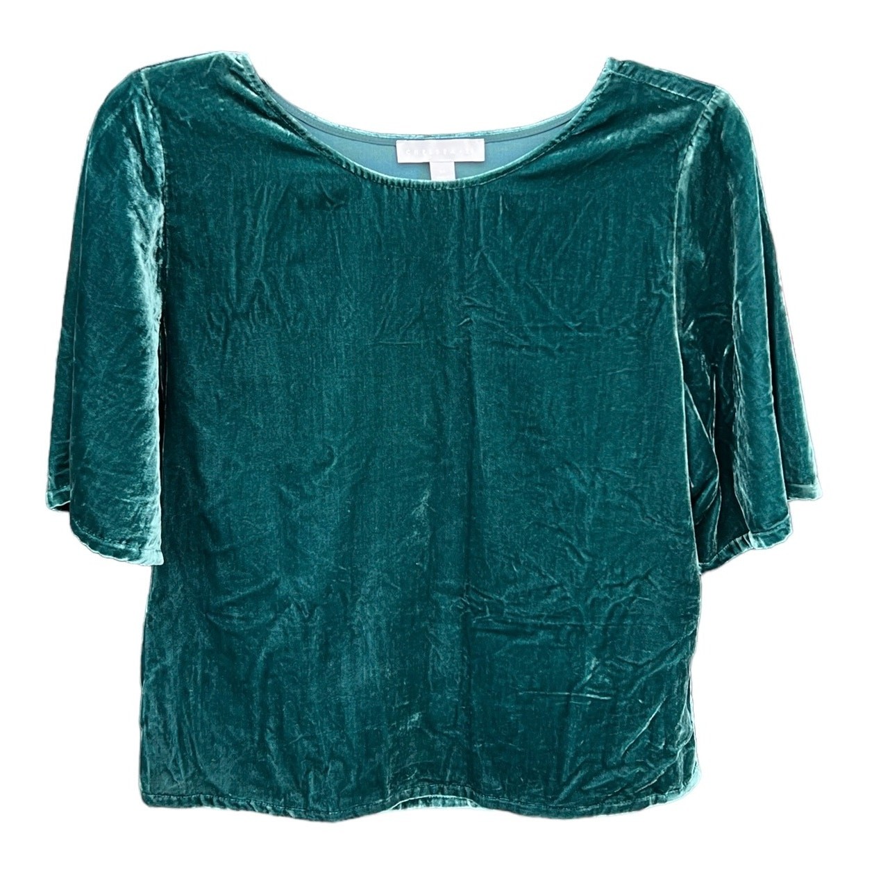 C15 Chelsea 28 Dark green crushed velvet Pullover top Event whimsy NWT Sz XS