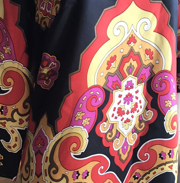 SIZE 6 SEE BY CHLOE 60S STYLE SHIFT MULTI PSYCHEDELIC PRINT ON BLACK MINI DRESS