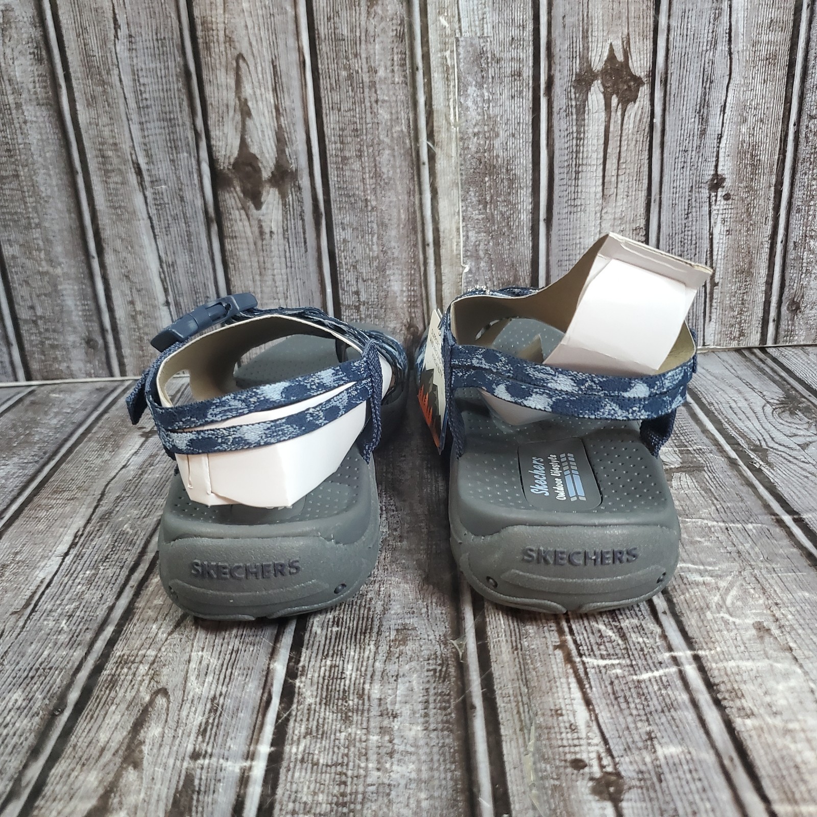 Skechers Women’s Reggae Positive Space Black Strappy Sandals 163595 Navy Size 11