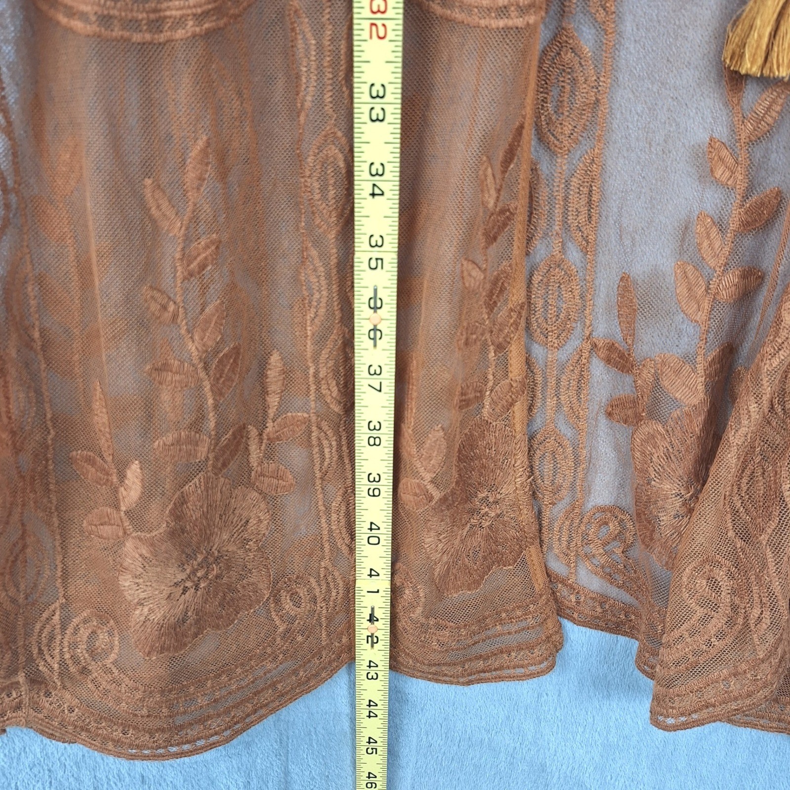 Womens Kimono Medium Festival Floral Lace Long Duster Fairy Sheer Boho Ethereal