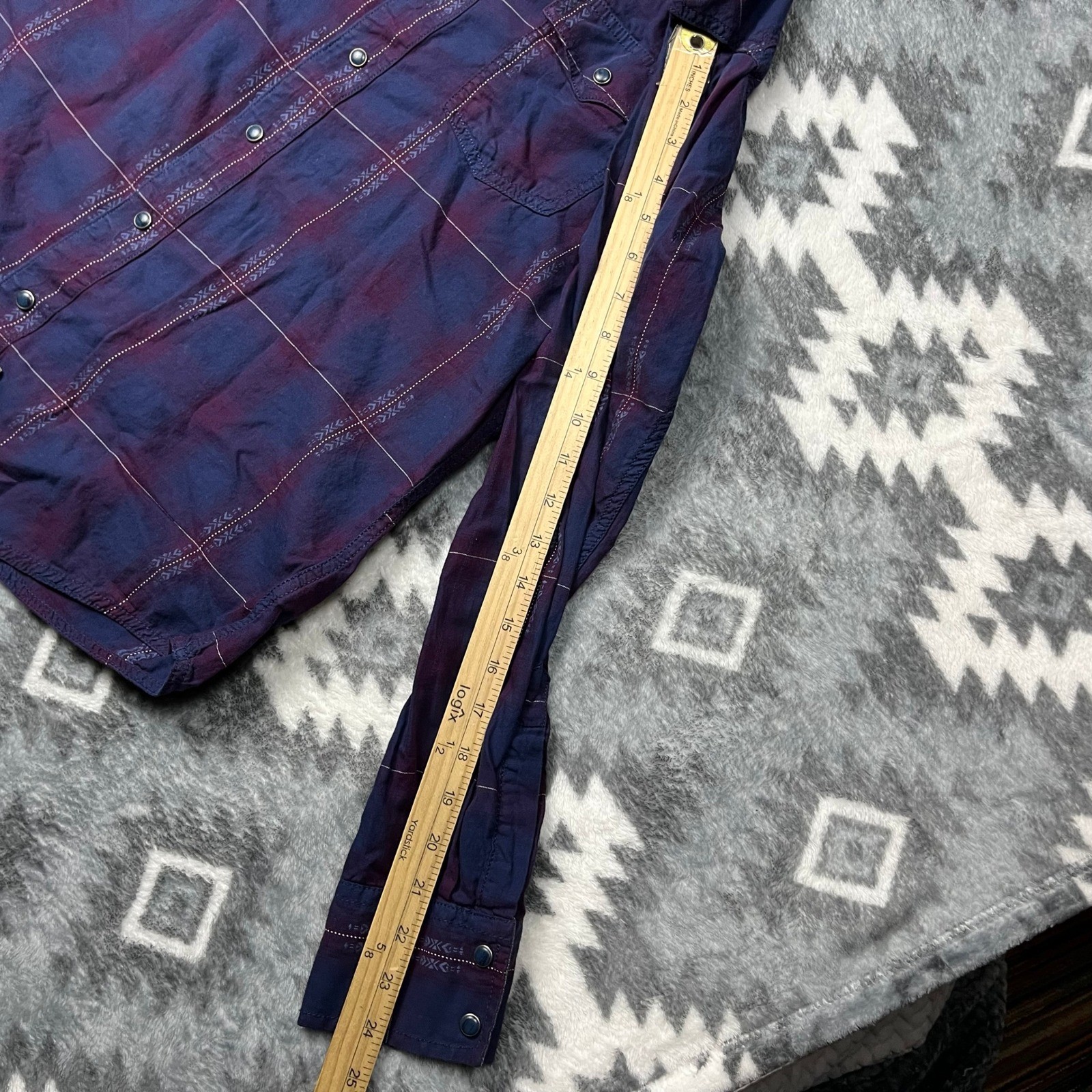 Wrangler Retro Premium Mens Purple Plaid Western Snap Shirt 112338150 M