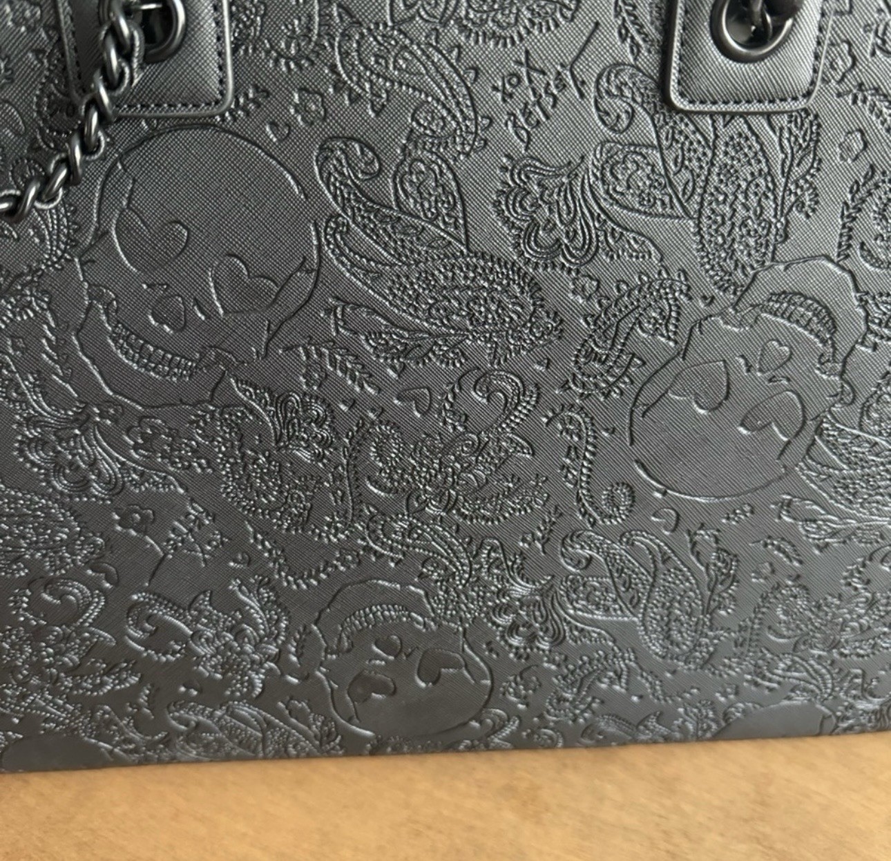 Betsey Johnson Black Embossed Skull Satchel