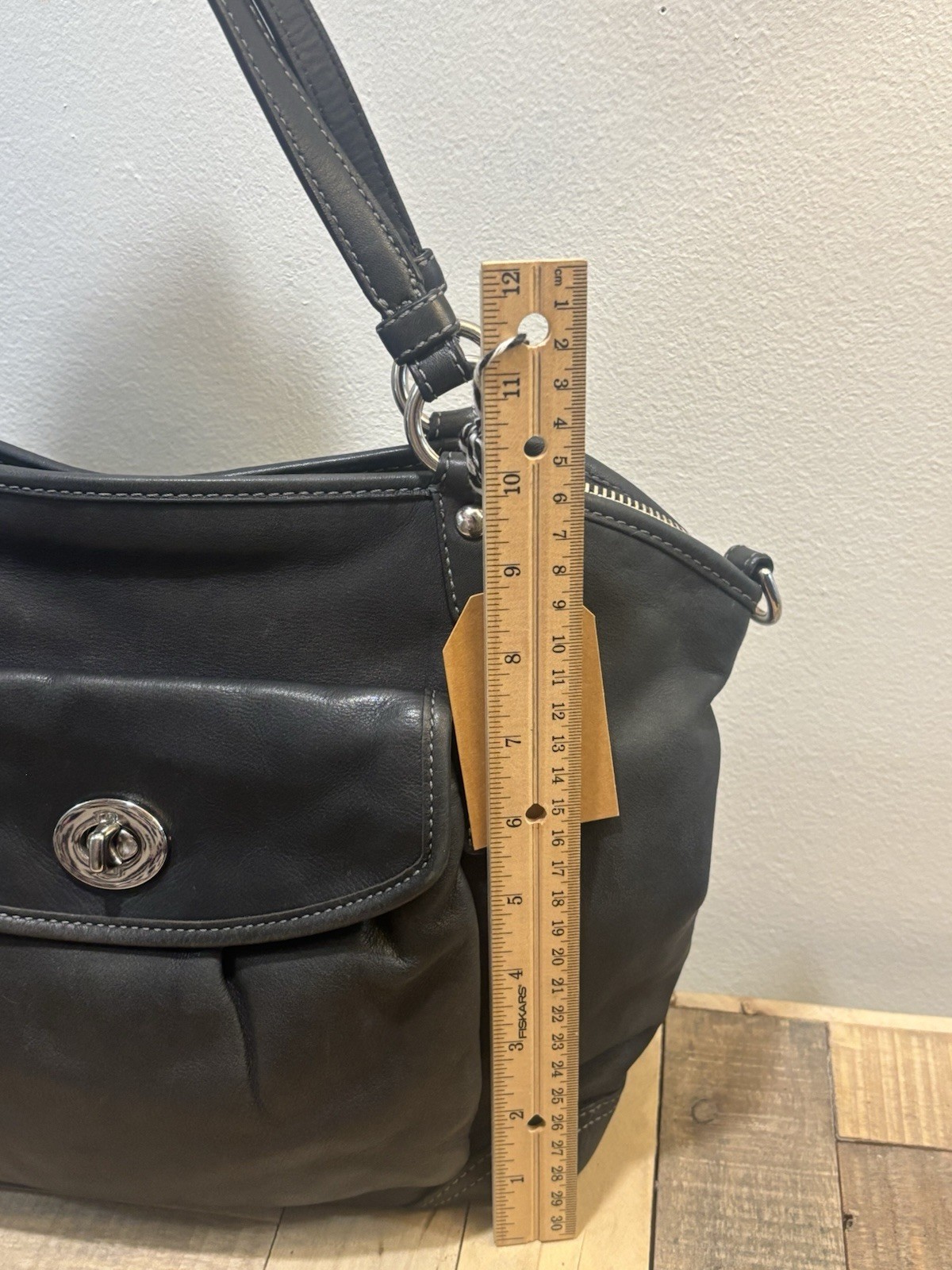 Coach Leah Black Leather Shoulder Bag 13172