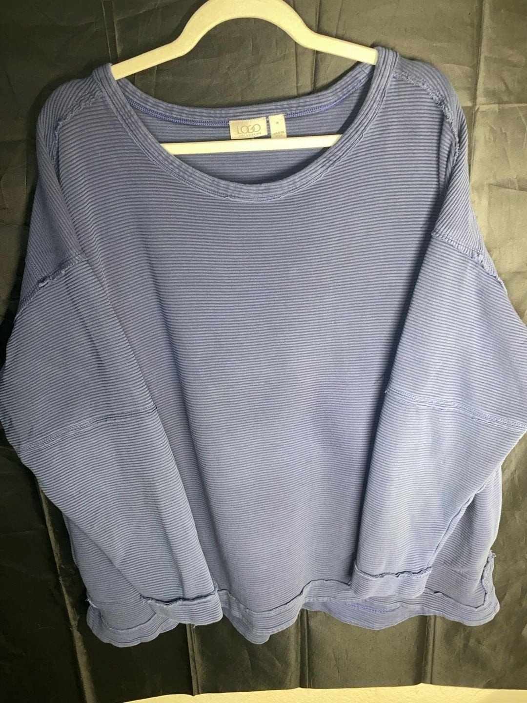 LOGO by Lori Goldstein Women’s Crew Neck Ottoman Rib Top in Blue