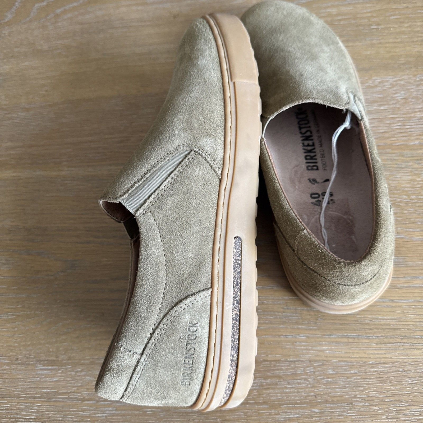 NWOB Birkenstock Callan Taupe Suede Slip On Loafers Sneakers W9 – M7 Comfort