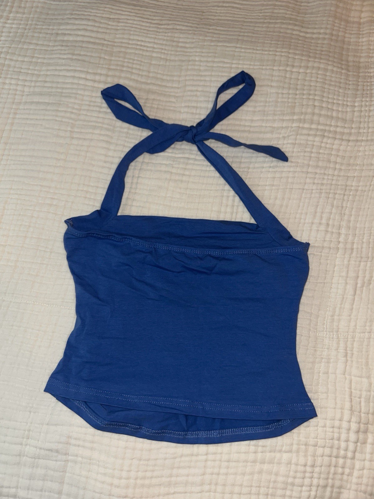 SheIn Women’s Blue Solid Halter Tankini Top, Tank Style, M