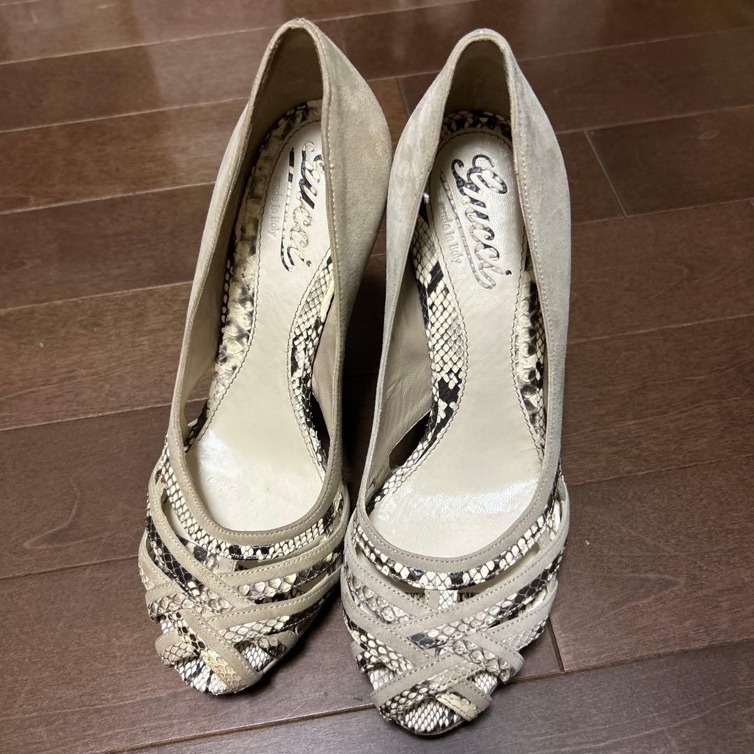 Rare GUCCI Leather Pumps Sandals Women’s Size 36 Heel Height 12cm 1-Time Use