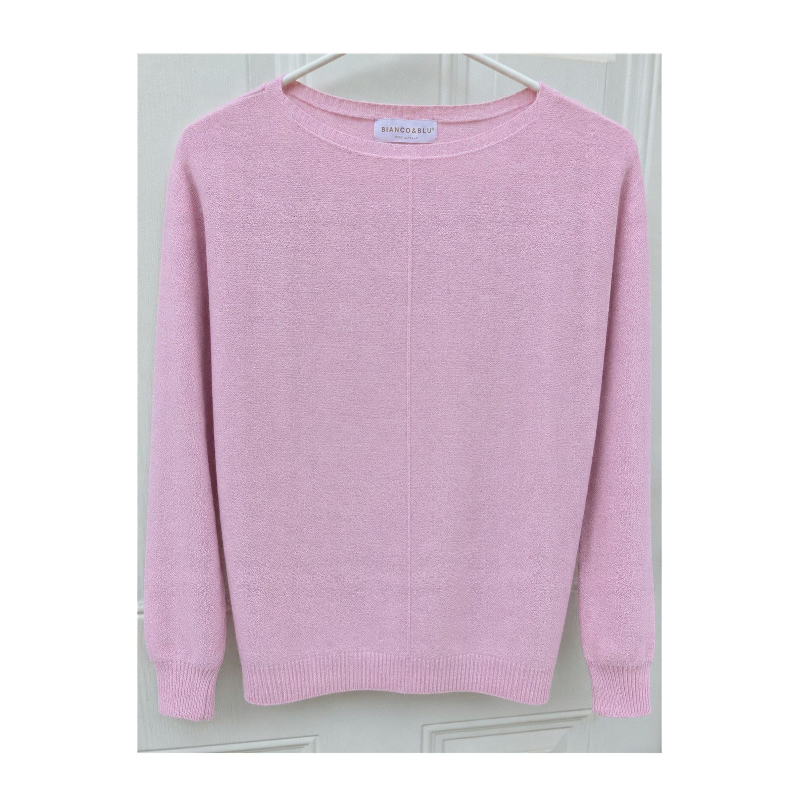 Bianco & Blu Sweater Knit Pullover Womens Medium Pink Wool Cashmere Silk Blend