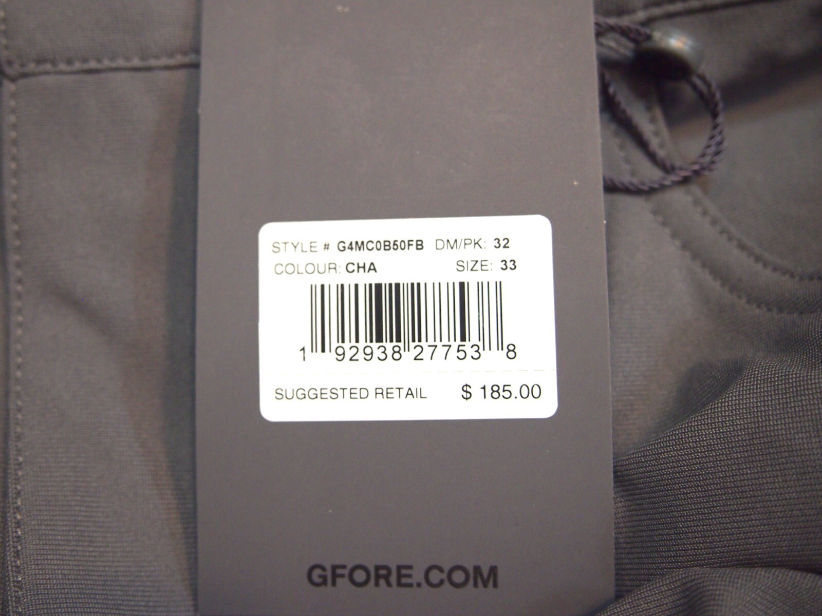 G/FORE Performance Fabric 4-way Stretch Tour 5 Pocket Pant NWT $185 33 x 32 Grey