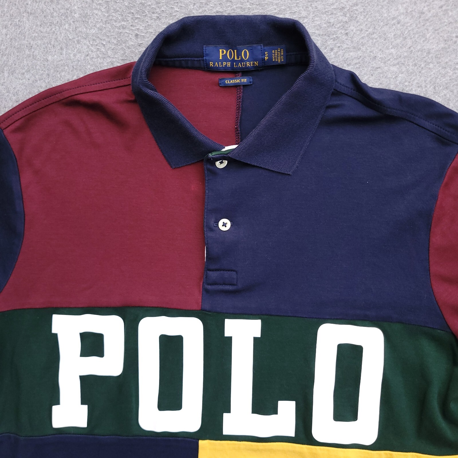 Polo Ralph Lauren Polo Shirt Mens Small Spellout Colorblock Classic Fit