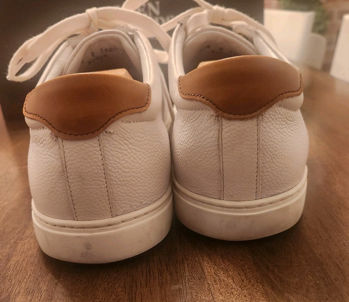 Allen Edmonds Mens COURTSIDE White Leather Lace Up Casual Sneakers 10.5E Wide