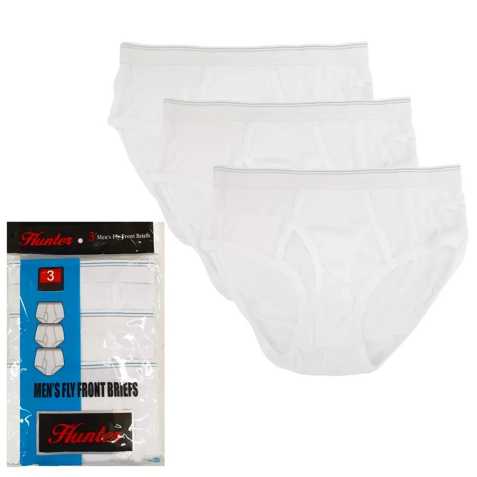 3 PK Men’s White Brief Cotton Blend Size S M L XL KING HUNTER