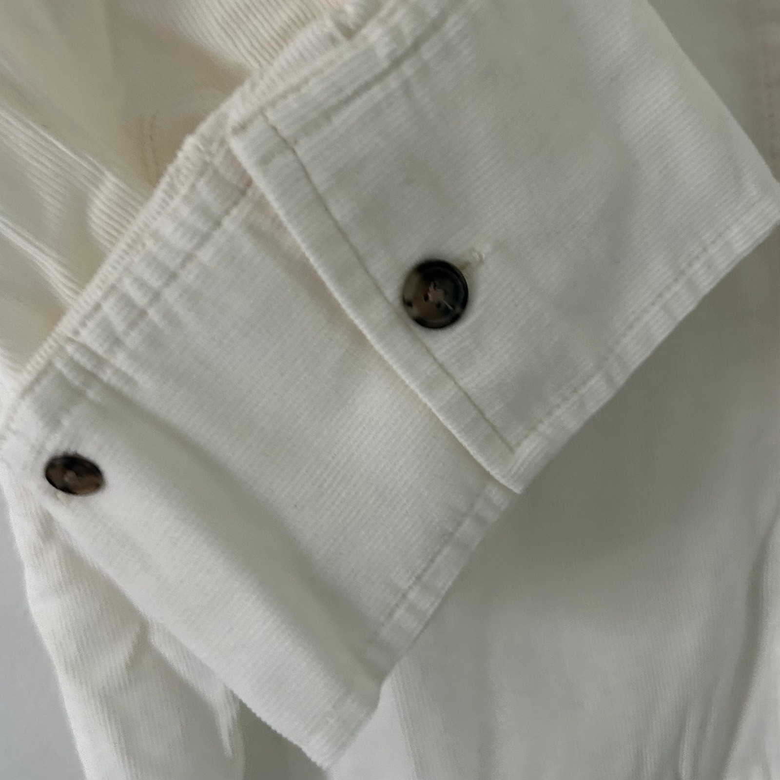 Madewell Womens Off White Corduroy Y-Neck Button Front Classic Shirt Medium New