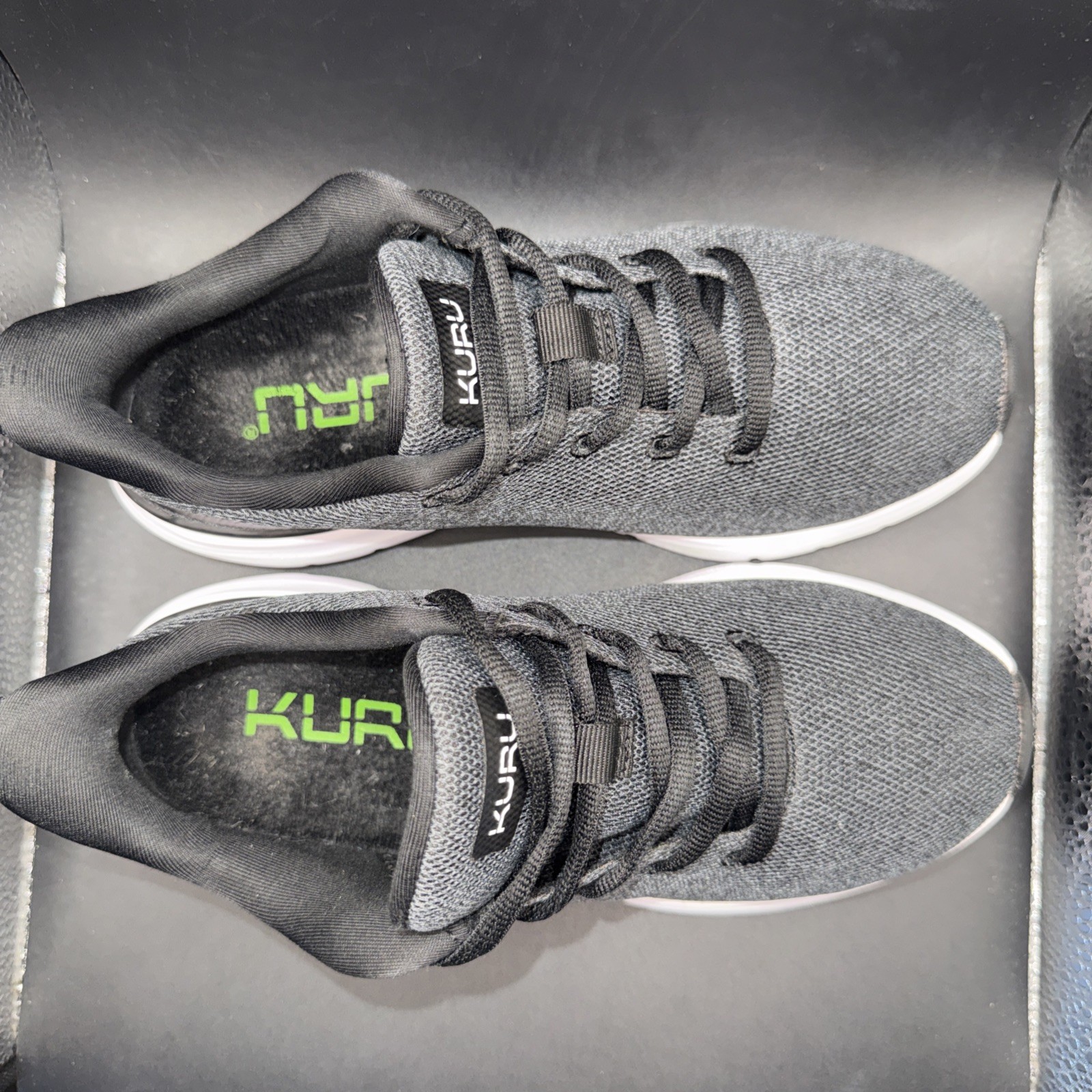 Size 5 Wide – KURU Flex Vía Jet Black-Bright White Wmns, Clean, No Box, Great