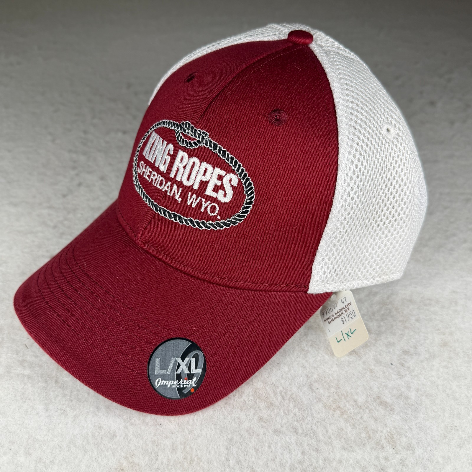 NWT King Ropes Sheridan Wyoming Hat Imperial Maroon White Mesh FitMax70 L/XL