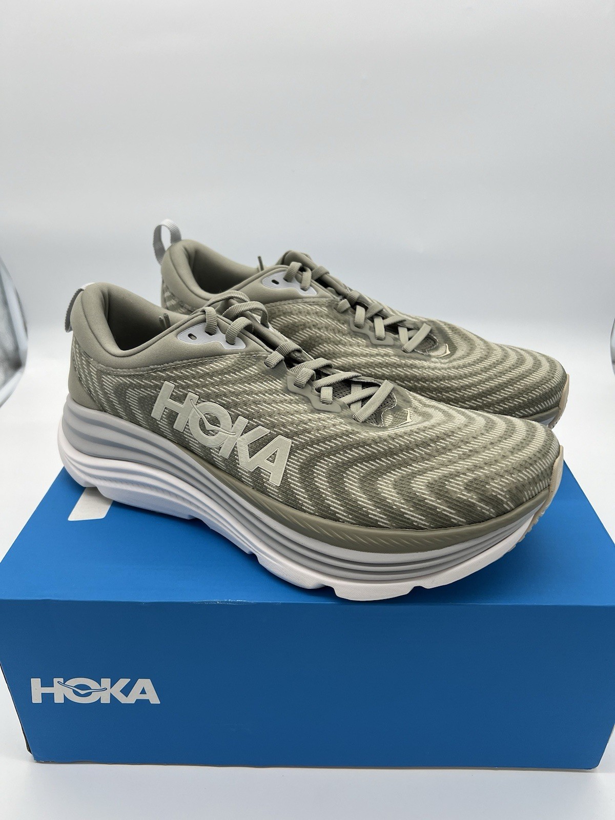 HOKA Men’s Gaviota 5 Running Shoes BYT Barley Oat Milk Gray White Size 8D NWB