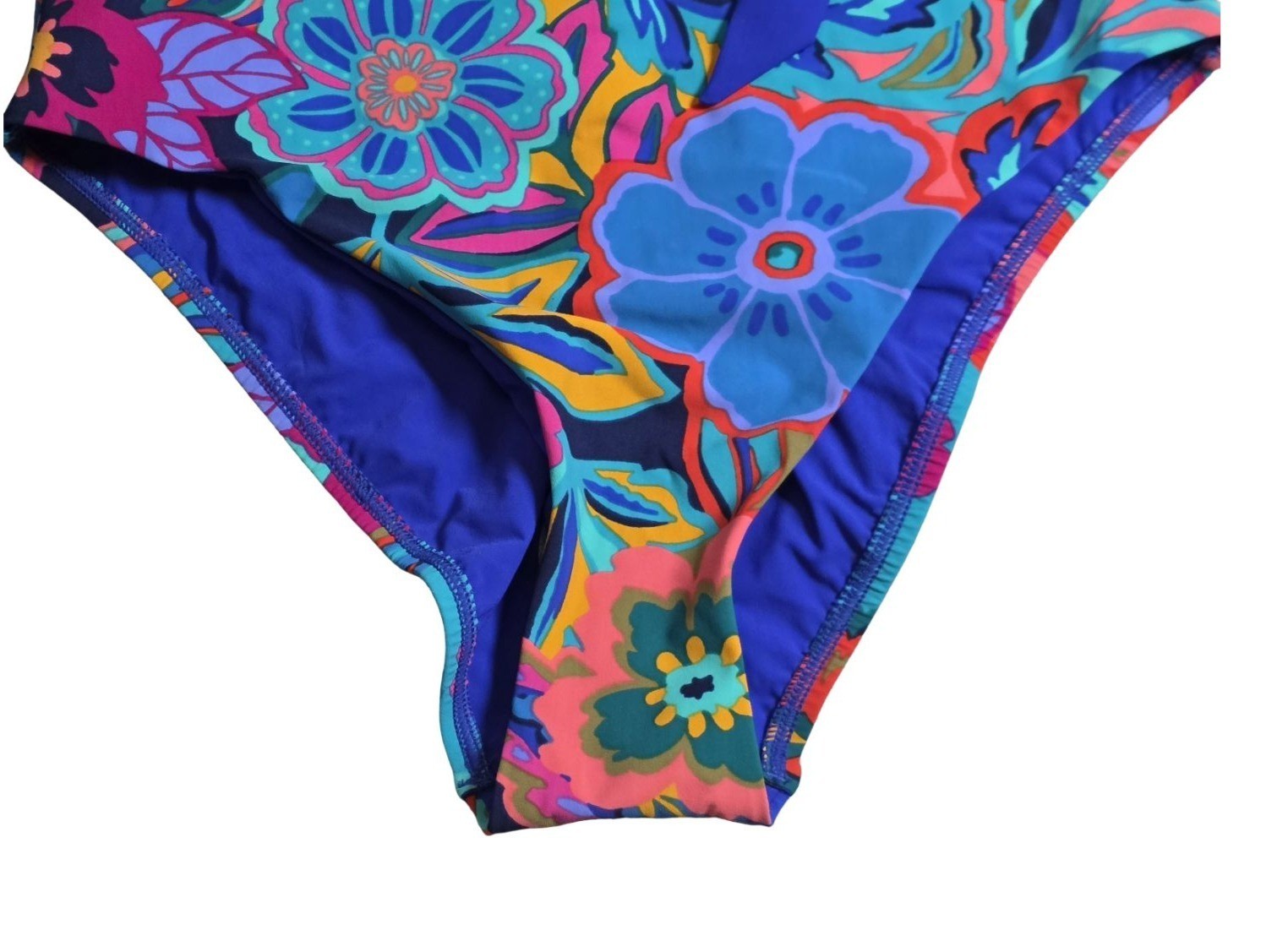 NWT – Skinny Dippers Blue Floral High Waist Swim Bottoms, Size Medium