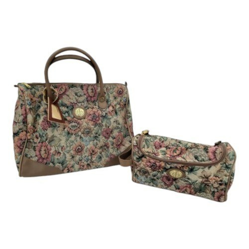 COMPASS Floral Travel Overnight Bag Makeup Case Set with Luggage Tag