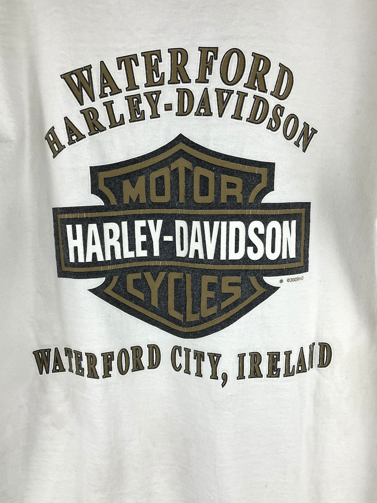 HARLEY-DAVIDSON Men’s M Waterford City Ireland Long Sleeve Tee White STAINED