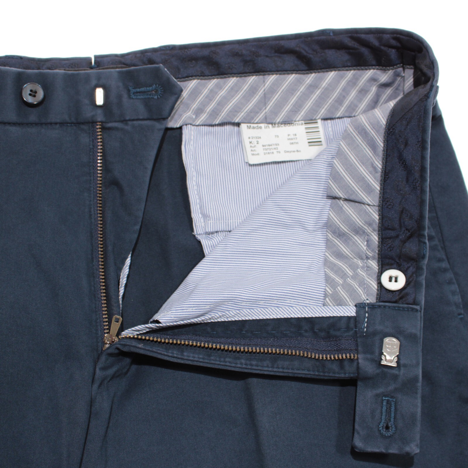 Hiltl NWT Chinos / Casual Pants Size 34 US Dayne In Solid Blue Cotton Blend