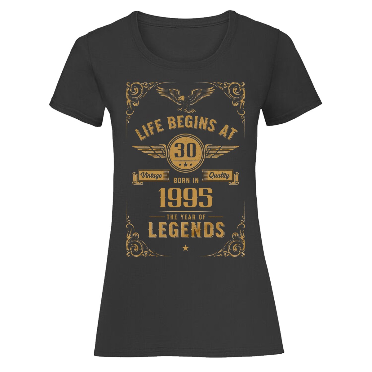 Life Begins At 30 Born In 1995 Womens T-Shirt 30th Birthday Legends Tee
