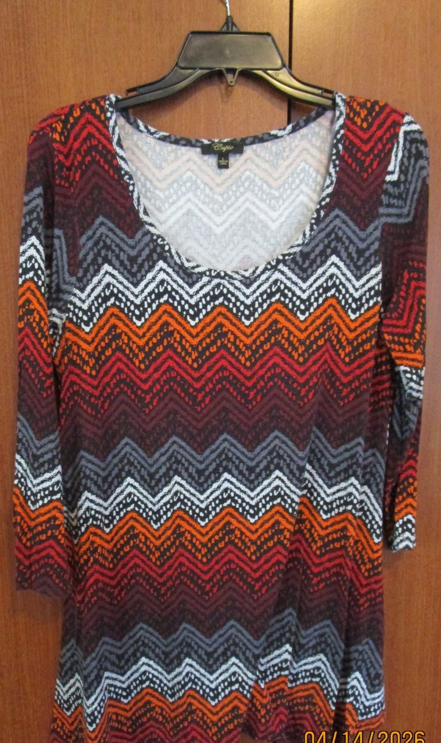 Cupio Tunic Top Round Neck Sz Large Viscose Spandex Bust 40 Length 27.5 in