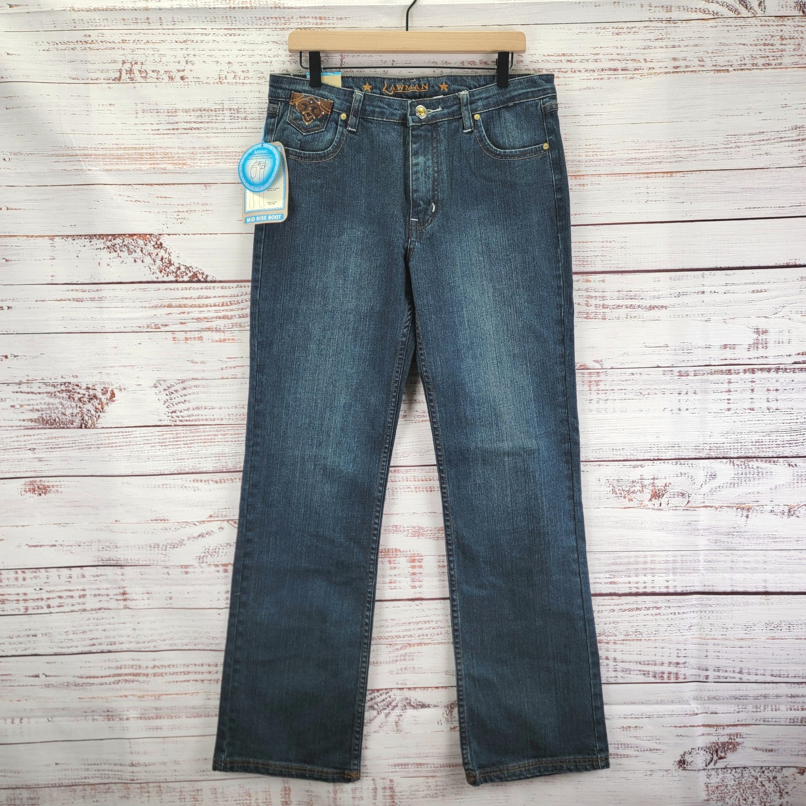 Lawman Miracle Jeans Womens Size 13/14 x 33 Stretch Mid Rise Bootcut NWT