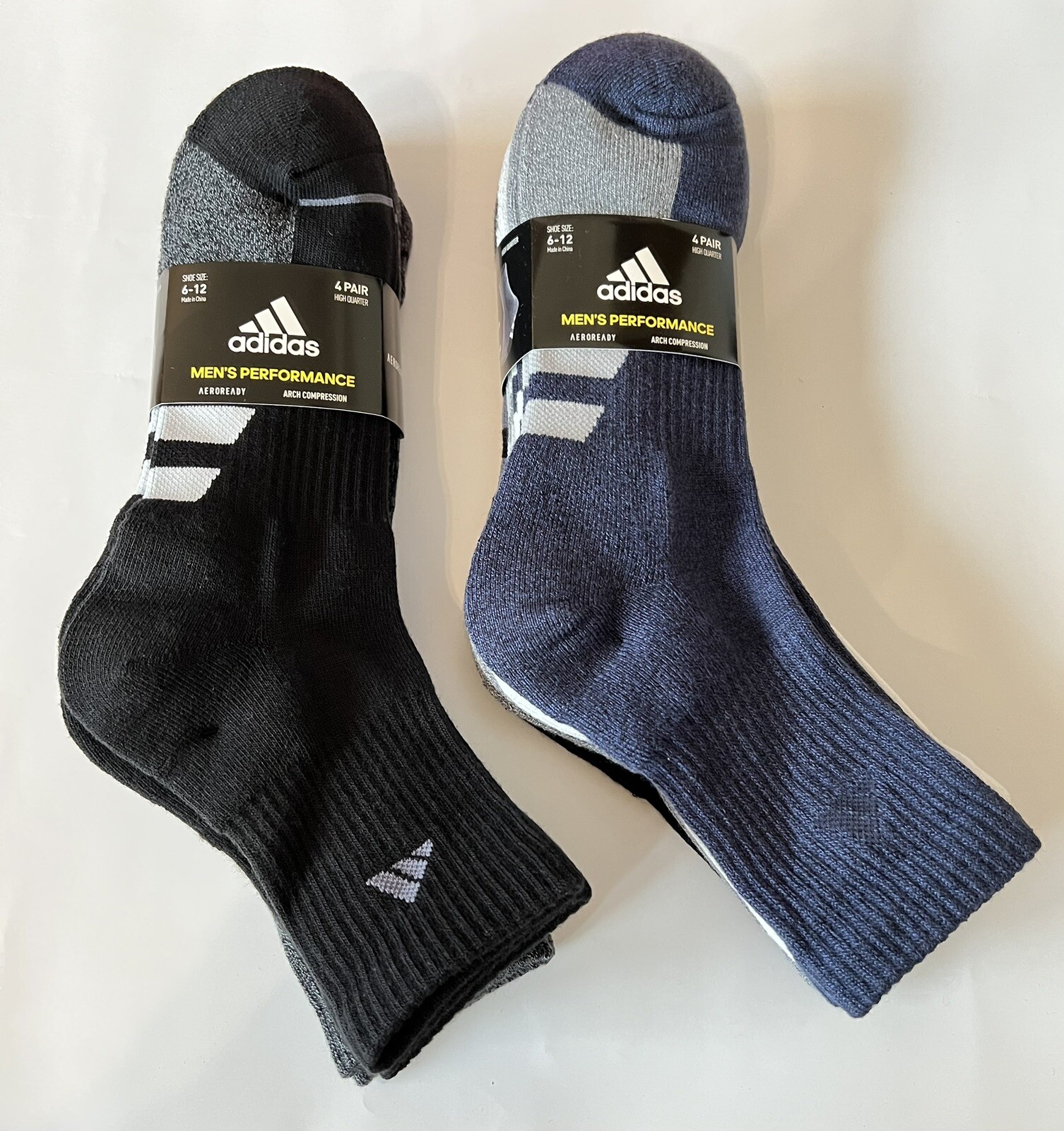 NWT Adidas Men’s High Quarter Sock, 4-pair