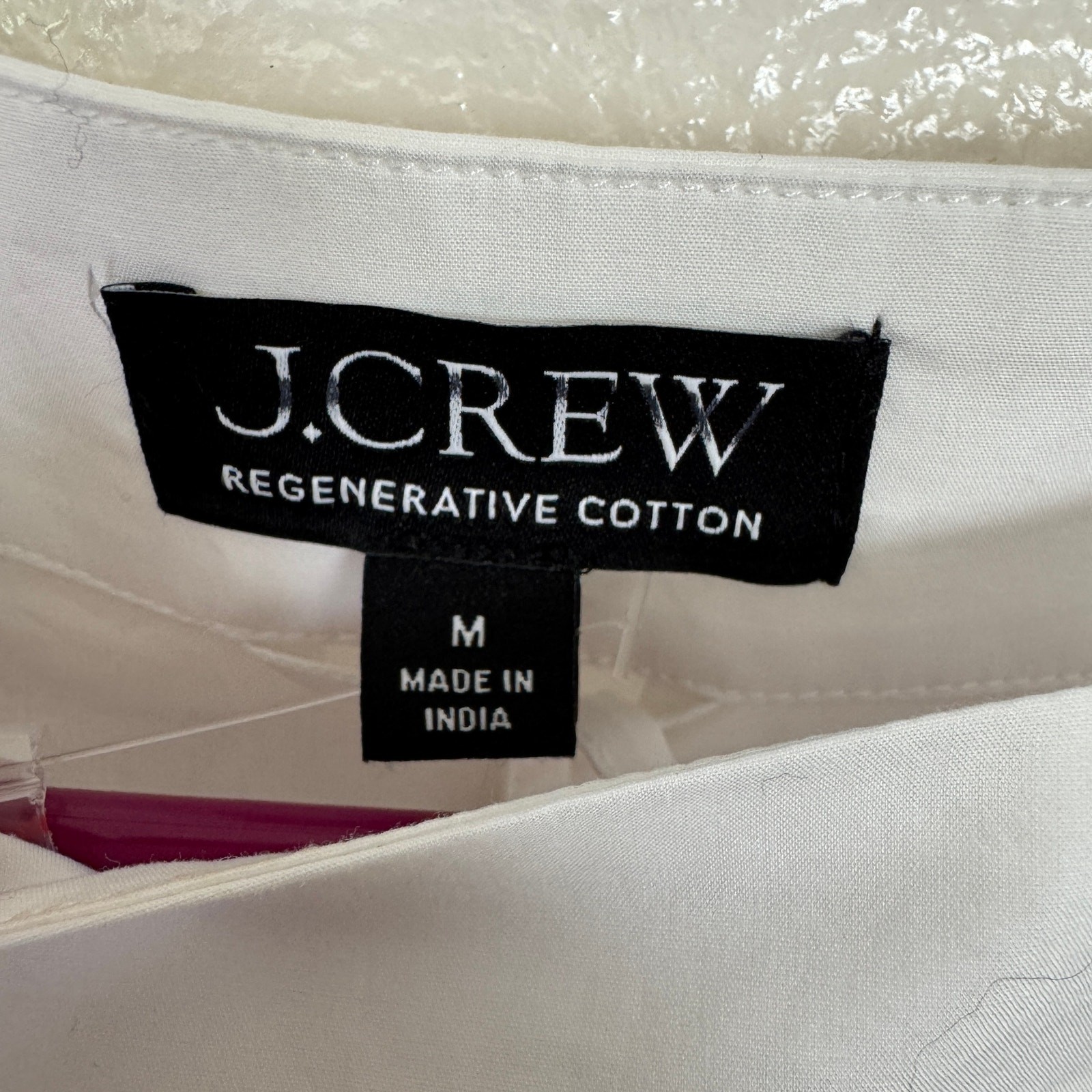 J.Crew Ciel Top WMNS M White Poplin Boatneck Side Button Waist Tie Long Sleeve