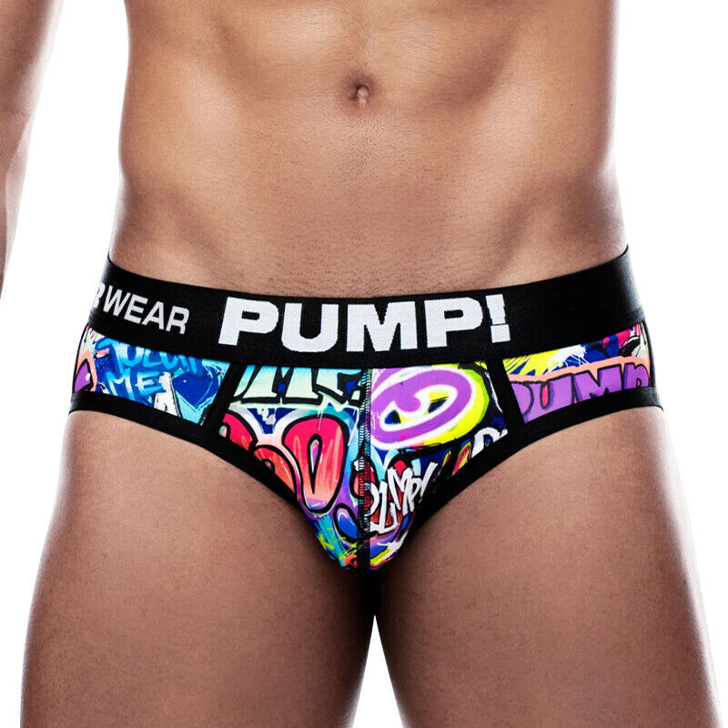 PUMP Men Sexy Printing Low Waist Briefs Bikini Underwear Underpants Jockstrap
