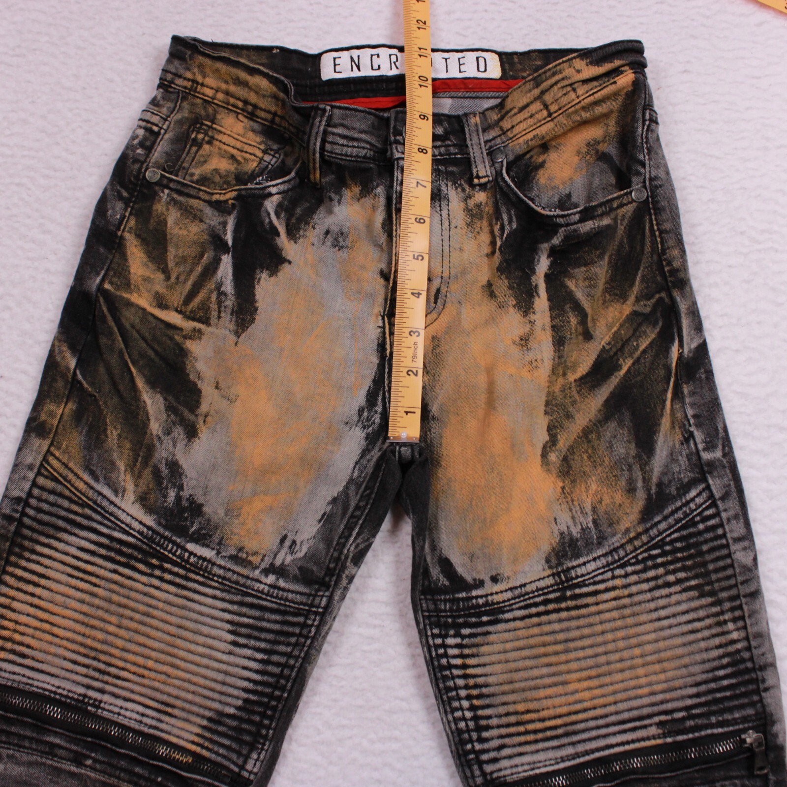 ENCRYPTED Women’s Moto Jeans Size 12 Acid Wash