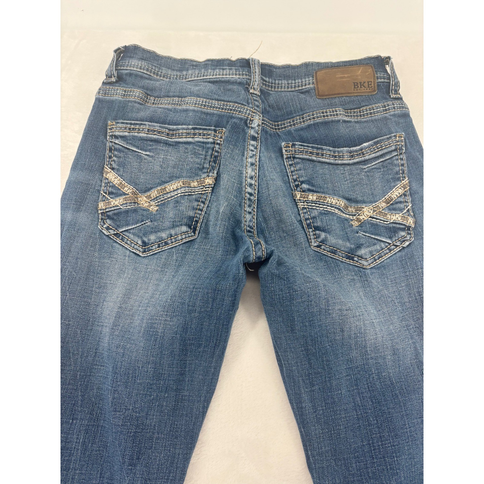 BKE Aiden Jeans Mens 29×30 Straight Leg Blue Medium Wash Heavy Stitching