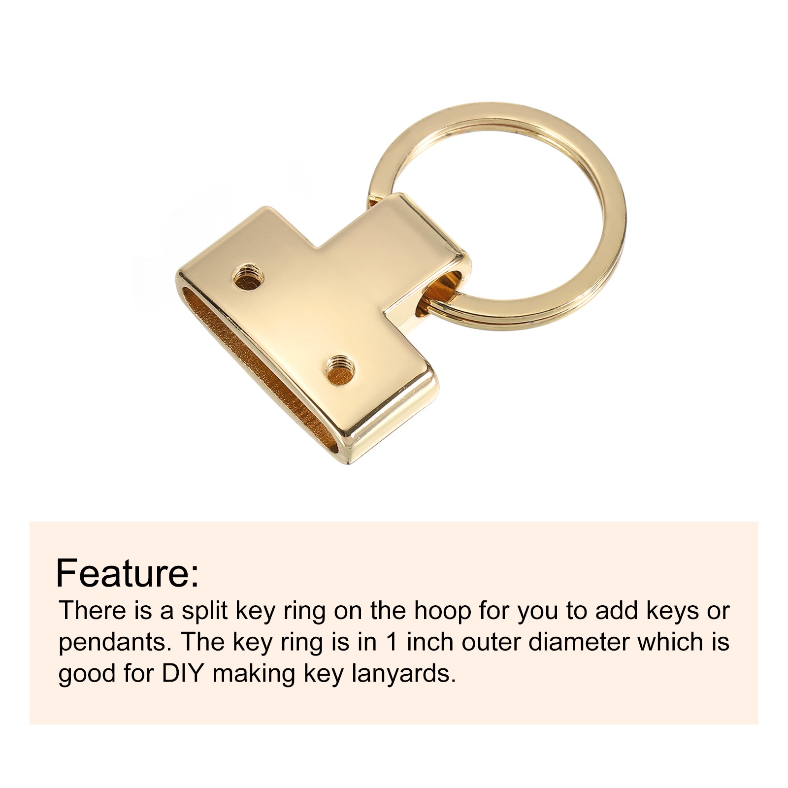 8Pcs 22mm/ 0.87″ Key Fob Hardware with Keychain Ring Purse Hardware Light Golden