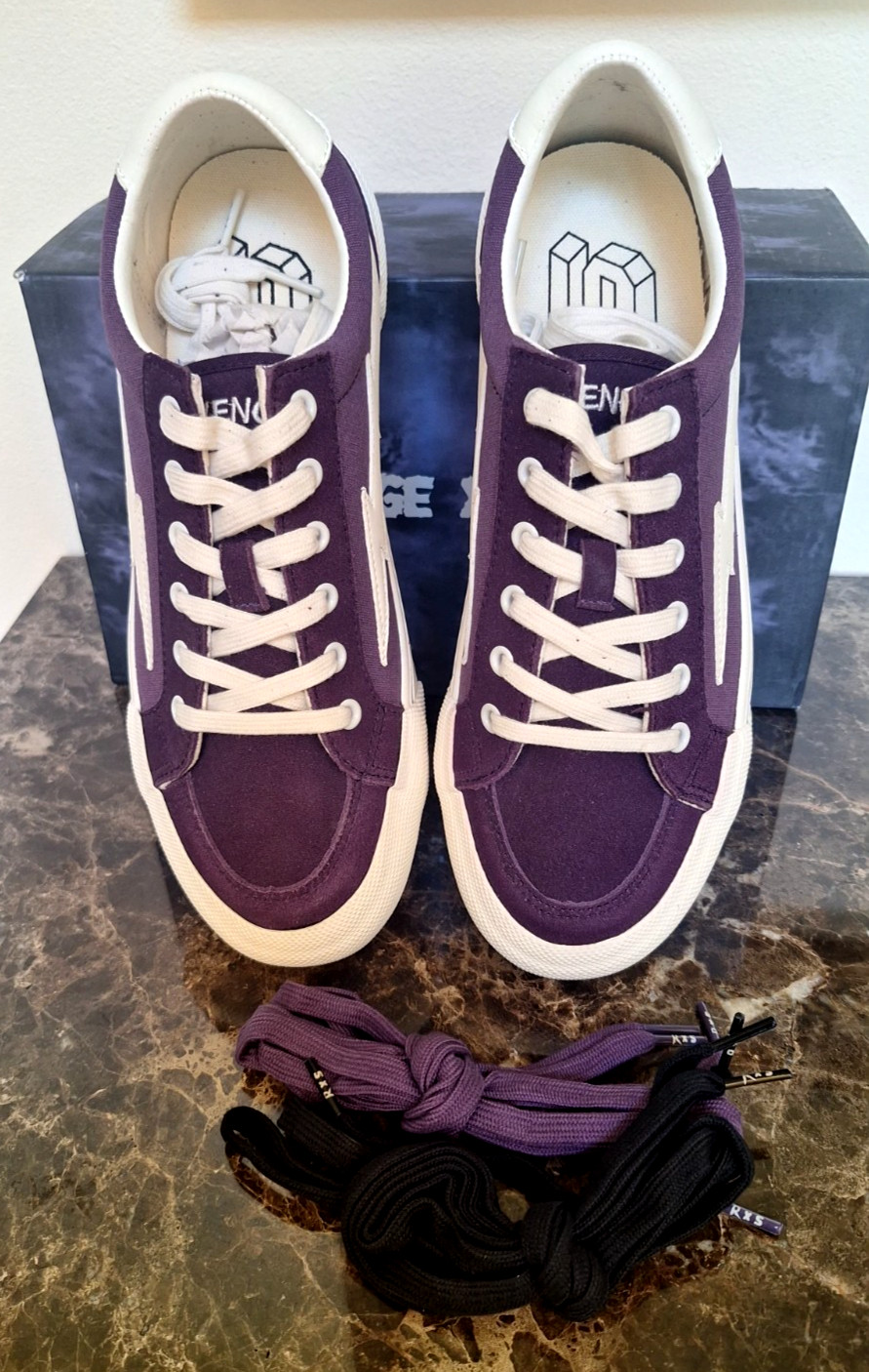 Revenge x Storm Vol. 2 Low Dark Violet White Canvas Shoes Lace Up Mens 9 NWB