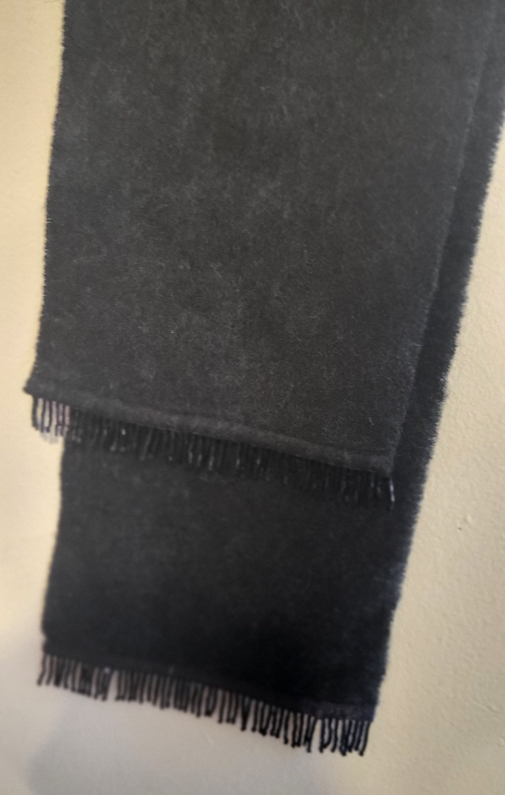 J.Crew 100% Cashmere Scarf 65×6 Inches Scotland Bead Fringe Black