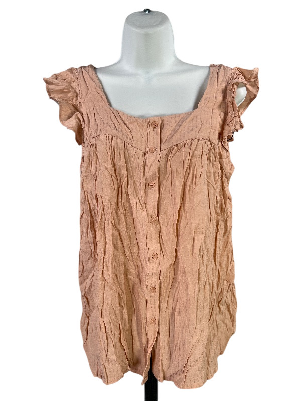Pleione Women’s Blush Pink Sleeveless Pleated Blouse – S